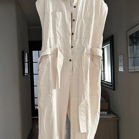 BR Utility Jumpsuit in Cream/Ivory, Size XL - Picture 1 of 10
